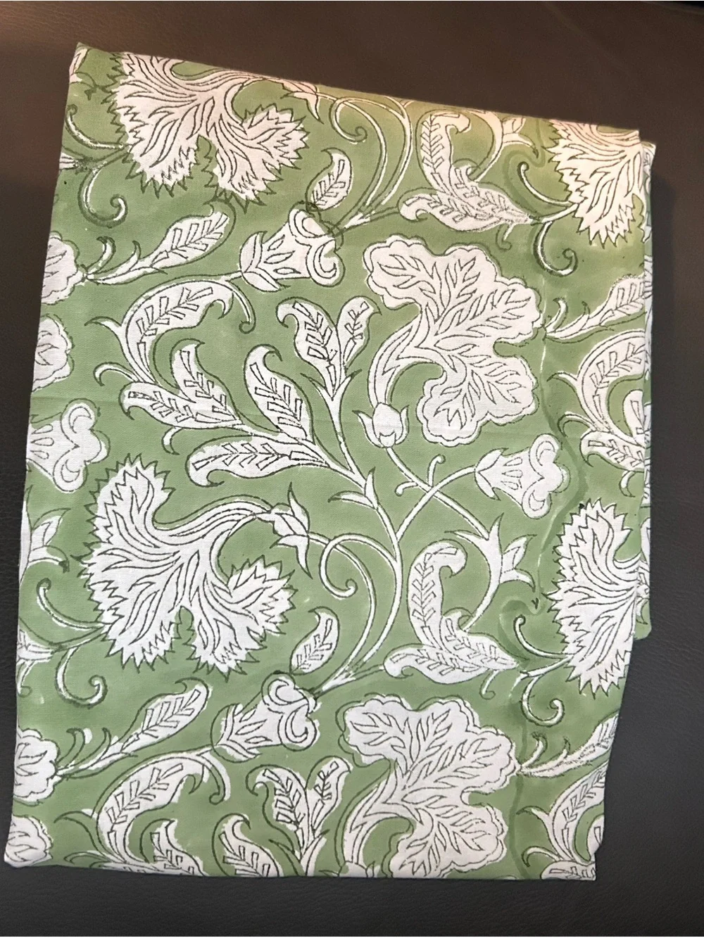 New Green and White Floral India Cotton Tablecloth 60”x60”
